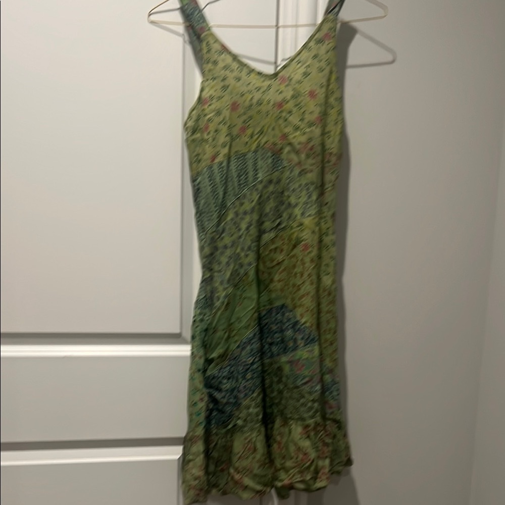 Blue Sky Green Spaghetti Strap Sundress